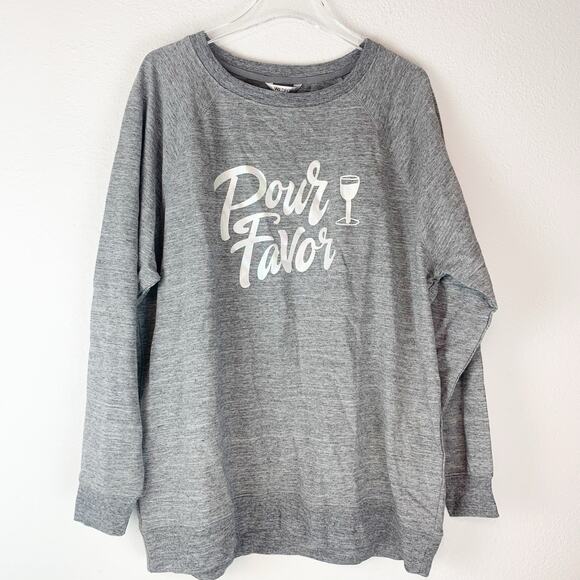 Wildfox Sweatshirt‎ Large Gray Pour Favor Statement Graphic Stretch L New - Picture 1 of 9